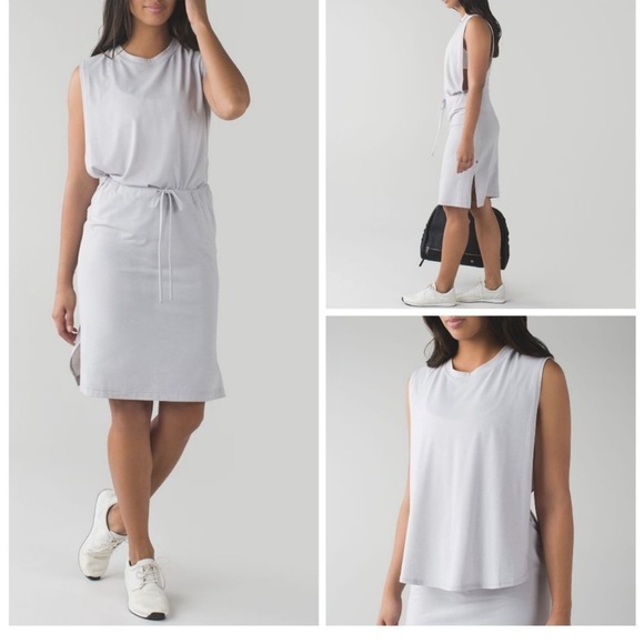 Lululemon RARE Layer Up Convertible Open Side Dress Heathered Silver Spoon 8 - Picture 1 of 8